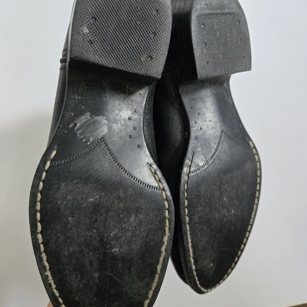 AJama black western leather cowboy cowgirl boots youth kids size 6/7